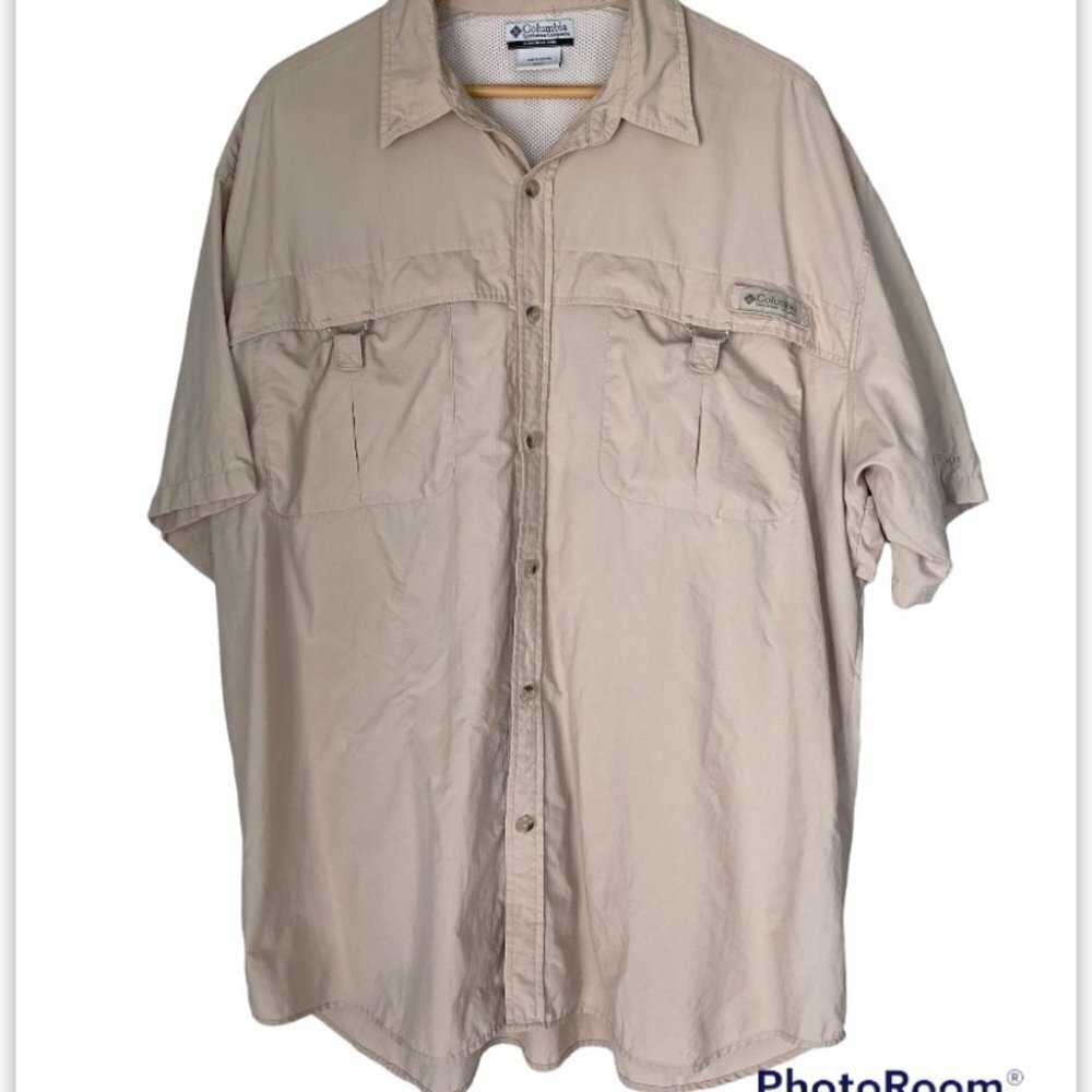 COLUMBIA PFG Fishing Short Sleeve Button Up Shirt with Pockets Mens Size XL